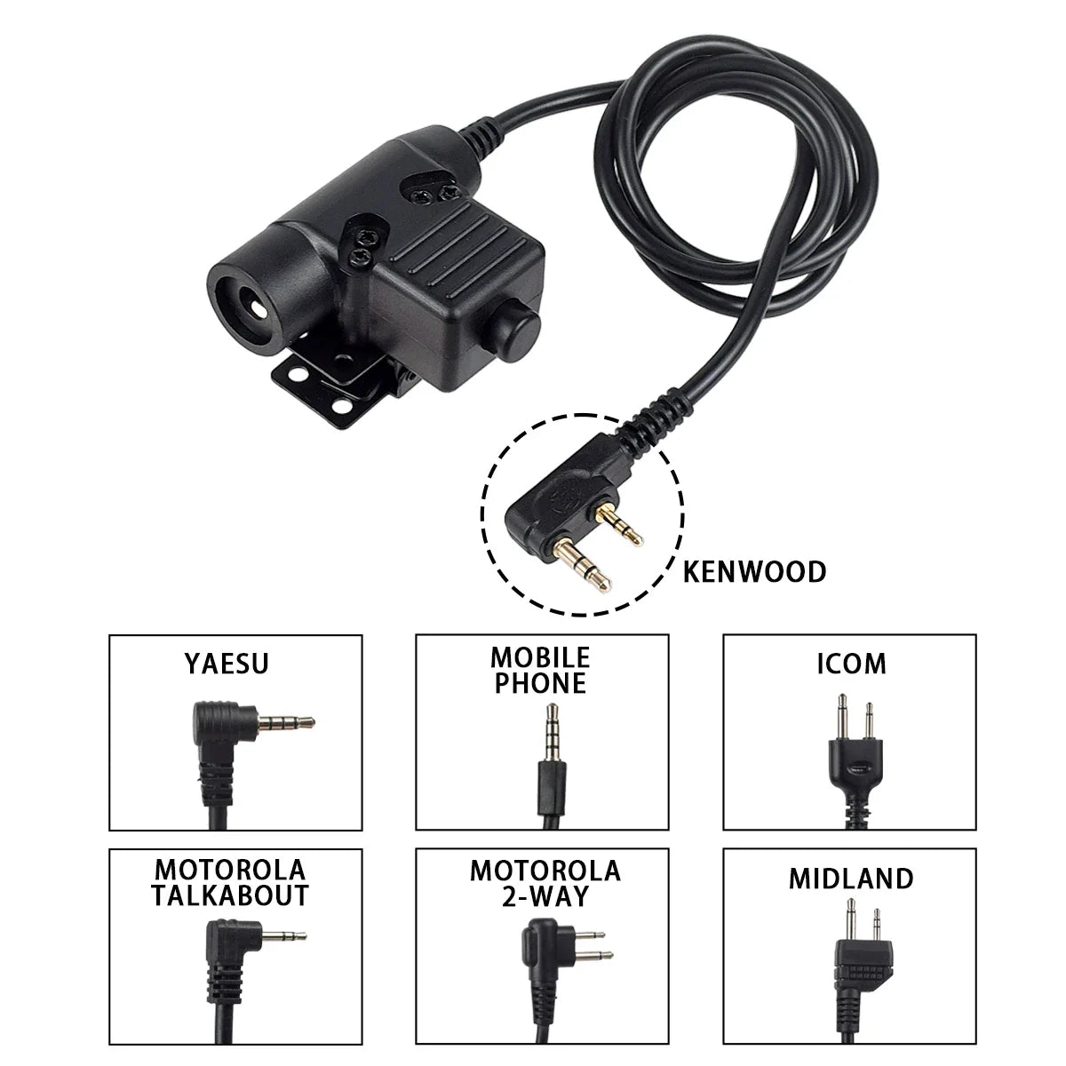 Tactical Bowman Elite II Headset – U94 PTT Communication Headphone for Kenwood & Baofeng UV-5R Radio Accessory