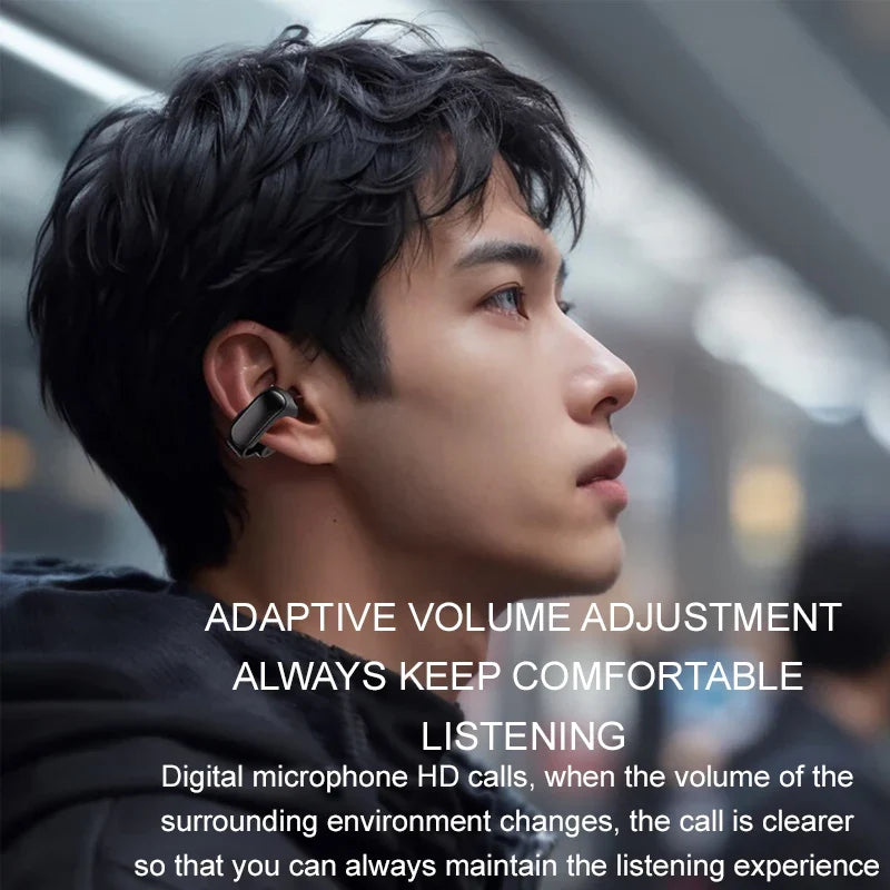 V12 Open Ear Wireless Earbuds - HiFi Stereo Bluetooth Sports Headphones with HD Mic & Ear Clip Design