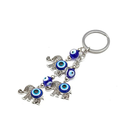 Lucky Eye Fatima Hand Keychain – Alloy Tree of Life Elephant Owl Blue Turkish Evil Eye Car Keyring Jewelry for Men & Women Gift