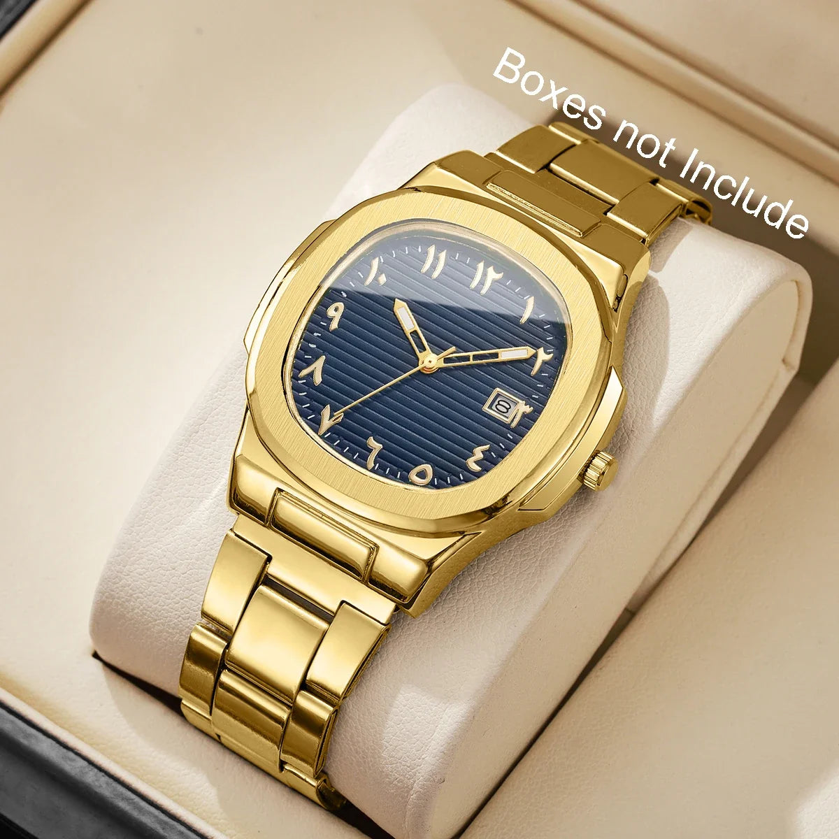 Luxury Men’s Business Watch - Square Dial Stainless Steel Quartz Watch with Calendar