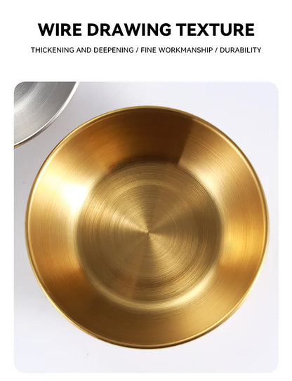 2PCS/4PCS Stainless Steel Golden Sauce Dishes – Appetizer & Seasoning Serving Tray Set for Kitchen Tableware