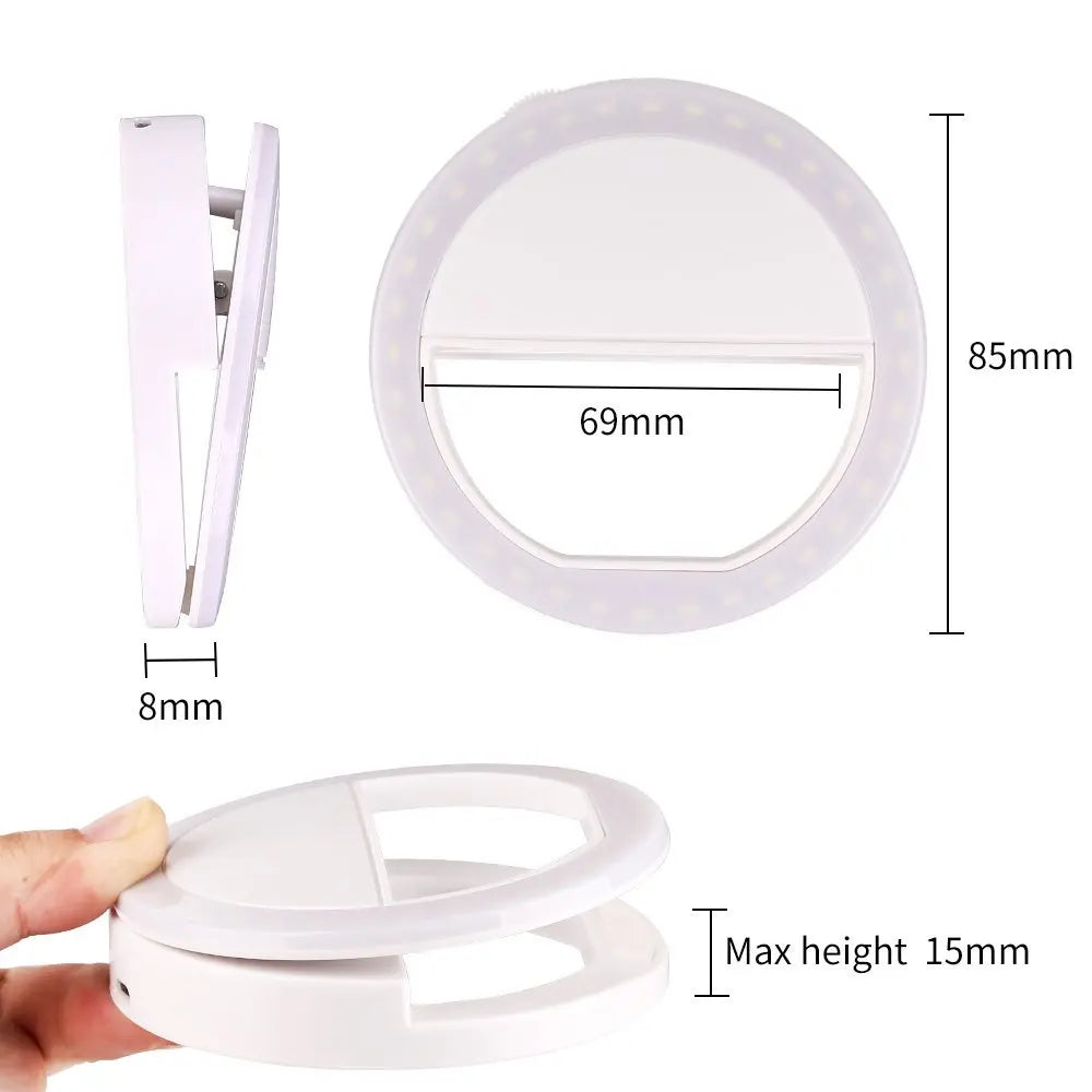 Portable LED Selfie Ring Light - Battery-Operated Photographic Lighting for Phone Photography and Video, Compatible with iPhone