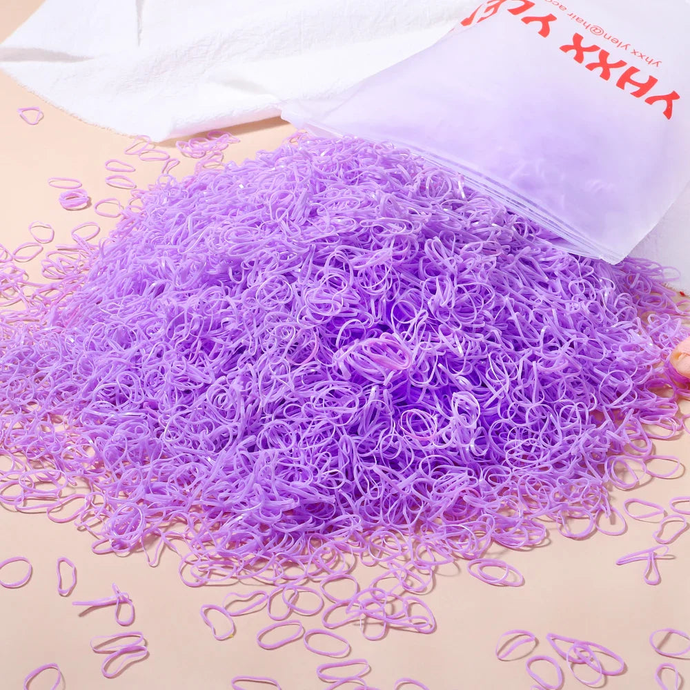 500/1000/2000PCS Colorful Disposable Rubber Hair Ties – Ponytail Holders for Girls & Kids Hair Accessories