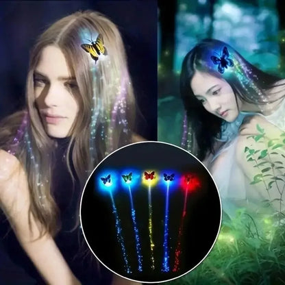 5pcs Colorful Butterfly Light-Up Braids – Wig Hair Accessories for Women | Party Hair Decor in Random Colors