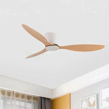 42-52 Inch Ceiling Fans with DC Motor — Remote Control Low Floor Cooling Fans, No Light, White Wood & Black Options