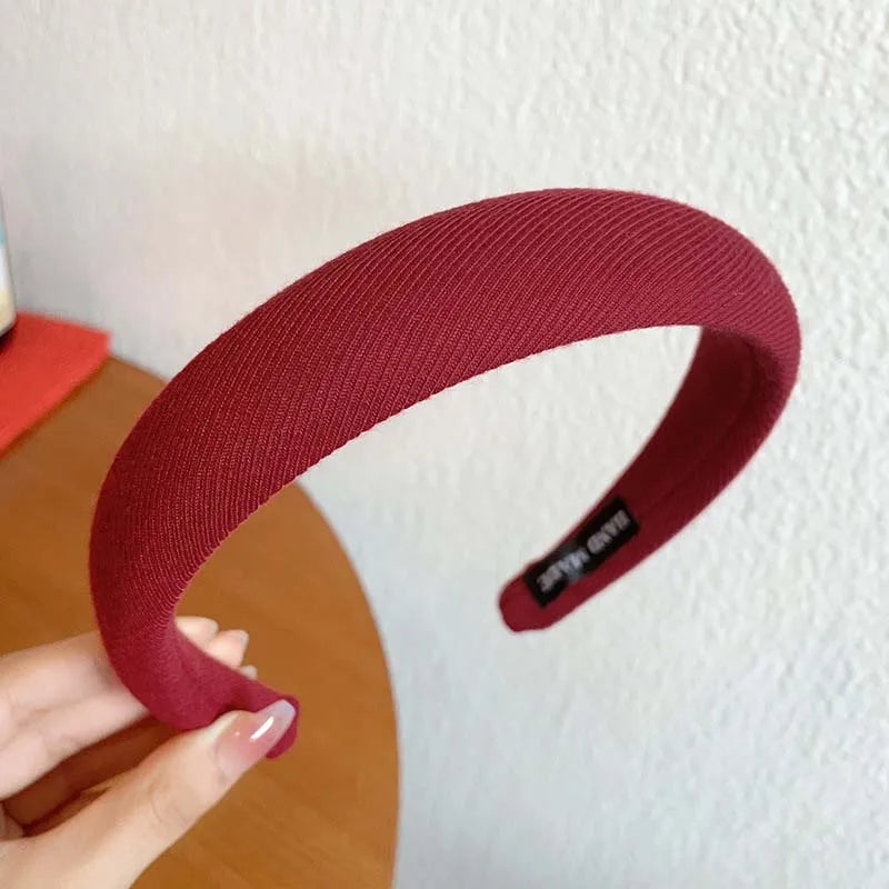 Vintage Red Woolen Velvet Headband – Women's Side Sponge Hair Hoop for Christmas & Fashion Accessories