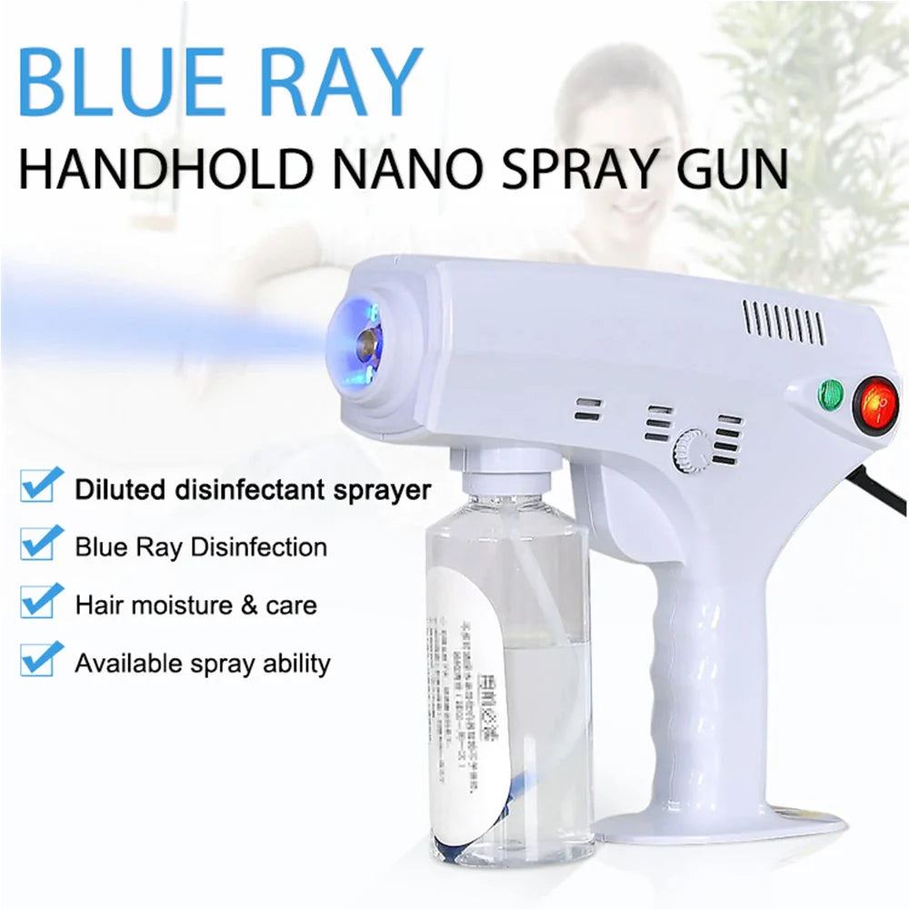 Portable Nano Steam Gun Hair Care Sprayer — Blue Micro Mist Hydration Machine for Hot Dyeing & Hair Steaming