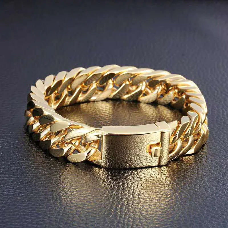 Fashion Black Cuban Chain Bracelet - Hip Hop Jewelry for Men, Couple Bracelets for Birthday & Anniversary Gift