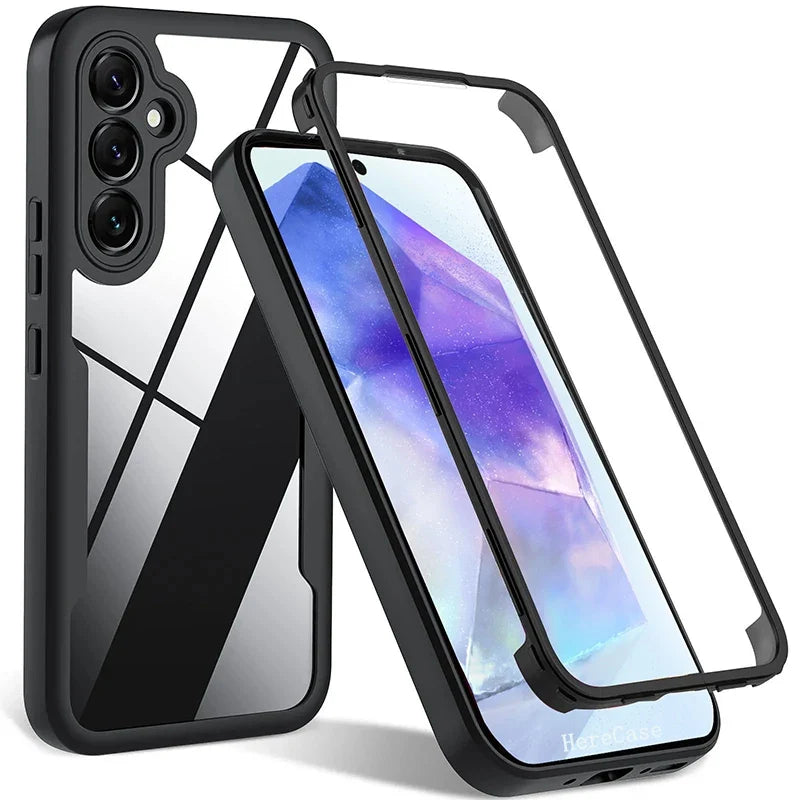 360° Full Body Screen Protector Case for Samsung Galaxy A Series - Transparent Shockproof Protective Cover