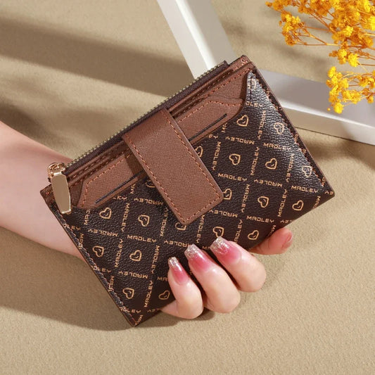 Vintage Solid Color Short Wallet – Women’s Portable Bifold Coin Purse & Credit Card Holder