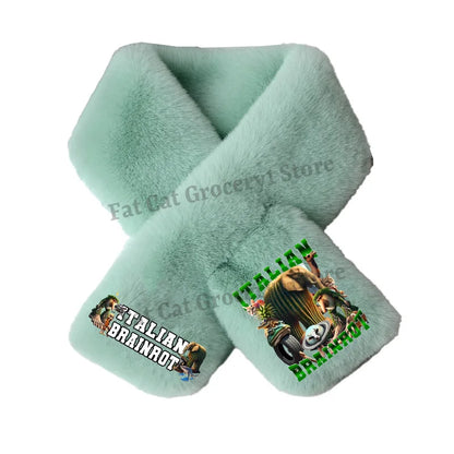 Italian Brainrot Plush Scarf – Kawaii Tralalero Neckerchief for Kids, Boys & Girls, Winter Warm Muffler, Children’s Bandelet Gift