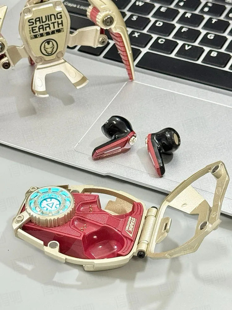 MARVEL Iron Man Bluetooth Headphones – ANC Active Noise Cancelling Wireless Earphones for Sports & Gaming Gift