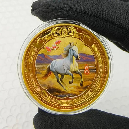 2026 Year of the Horse Chinese Commemorative Coin – Lucky Animal Metal Collectible New Year Souvenir Gift