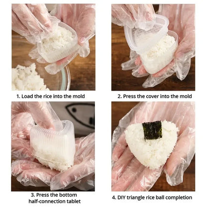 2PCS Transparent Sushi Mold Kit – DIY Onigiri Rice Ball & Triangular Sushi Maker Press for Bento Kitchen Food Preparation