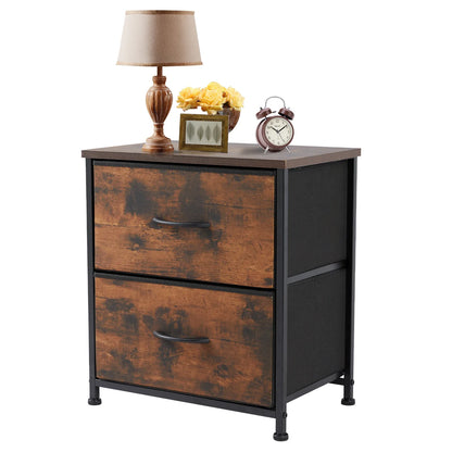 Nightstand Bedside Table – Coffee, Sofa & Tea Table with 2 Fabric Drawers for Bedroom Storage & Clothes Display