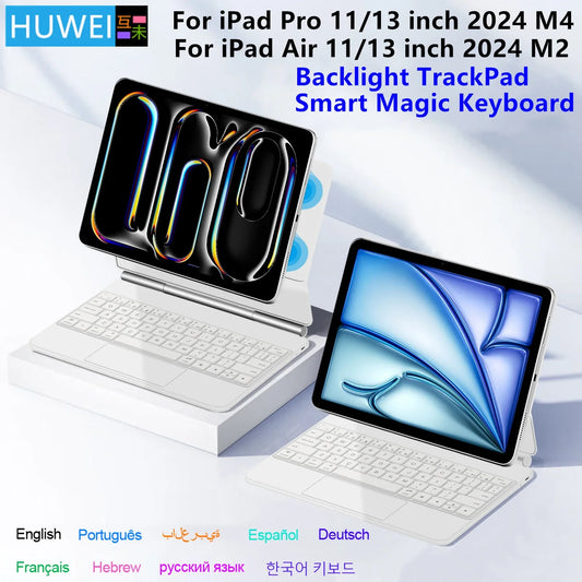 Backlight Magic Keyboard Case for iPad Pro 11/13 & iPad Air 11/13 Inch (2024) – M4/M2 Smart Folio Cover