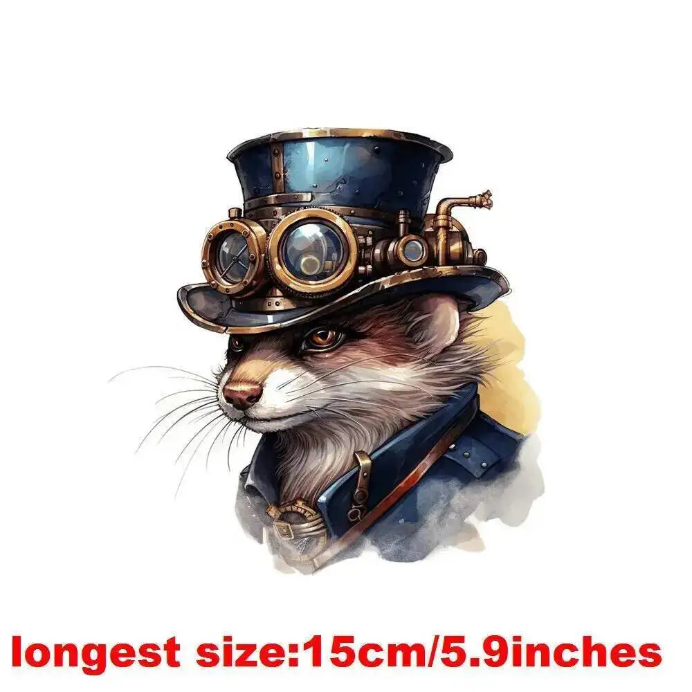 15cm Kids Steampunk Lion Iron-On Patch – Animal Heat Transfer Sticker for DIY Clothing, Apparel & Fabric Decoration Print