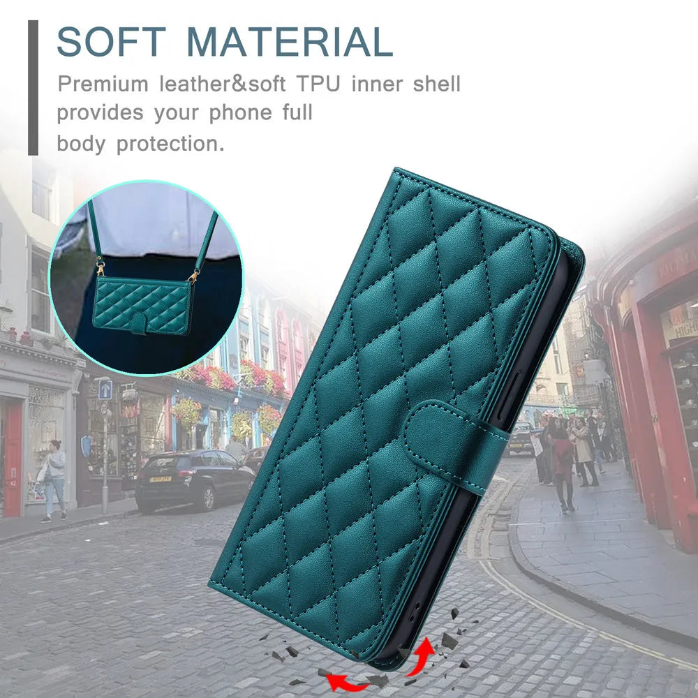 Xiaomi Redmi Note 11 Series Leather Flip Case – Crossbody Wallet Cover for Note 11 Pro 5G/11S/11E/10S/10T/9S/8 Pro