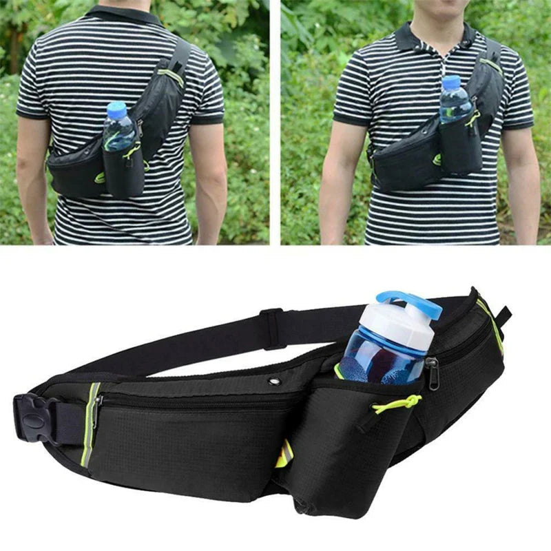 Unisex Waterproof Sports Waist Pack – Hip Bag for Running, Climbing, Motorcycle with Water Bottle & Phone Holder