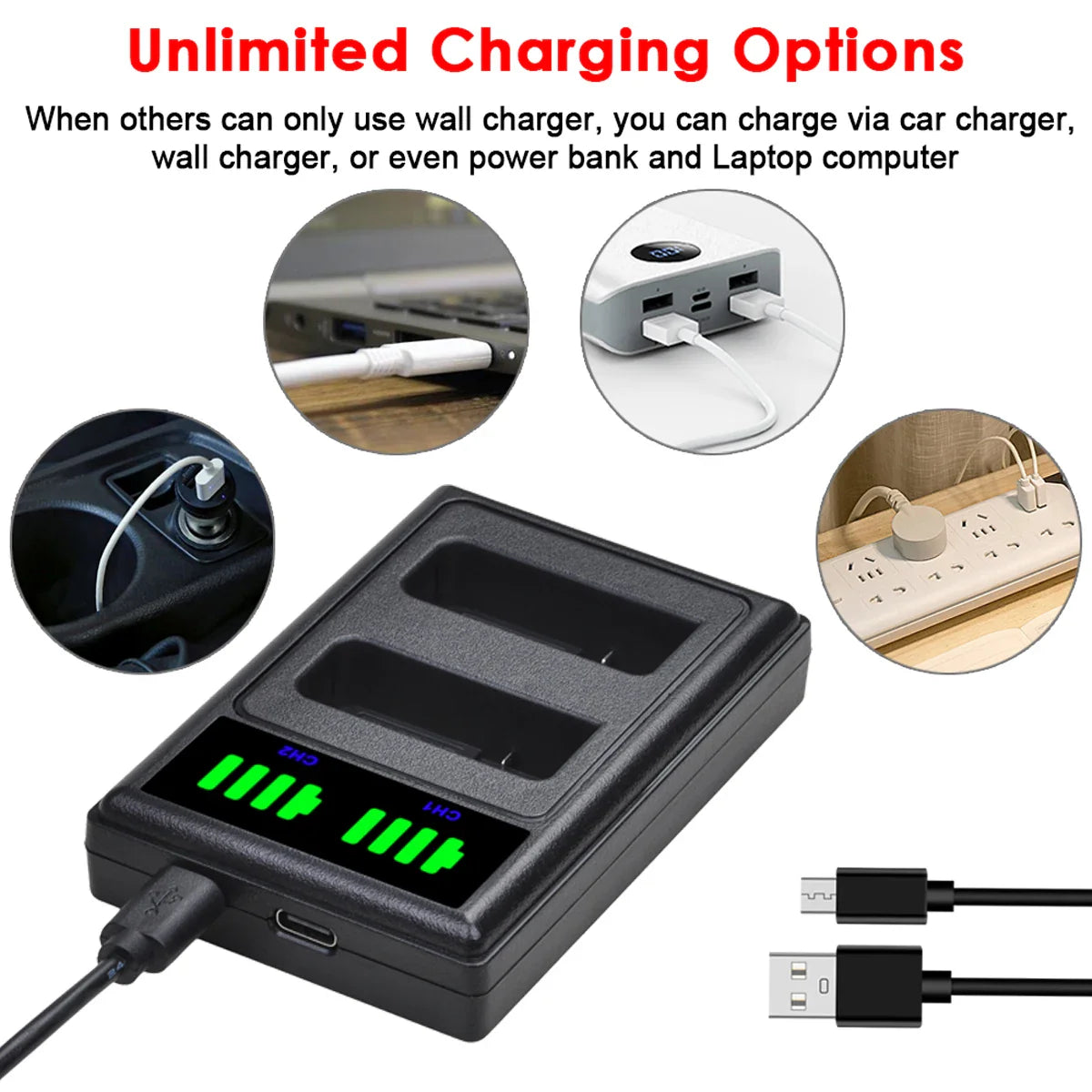 EN-EL14/EN-EL14a Battery Charger – Compatible with Nikon D5200, D3100, D3200, D5100, P7000 Series