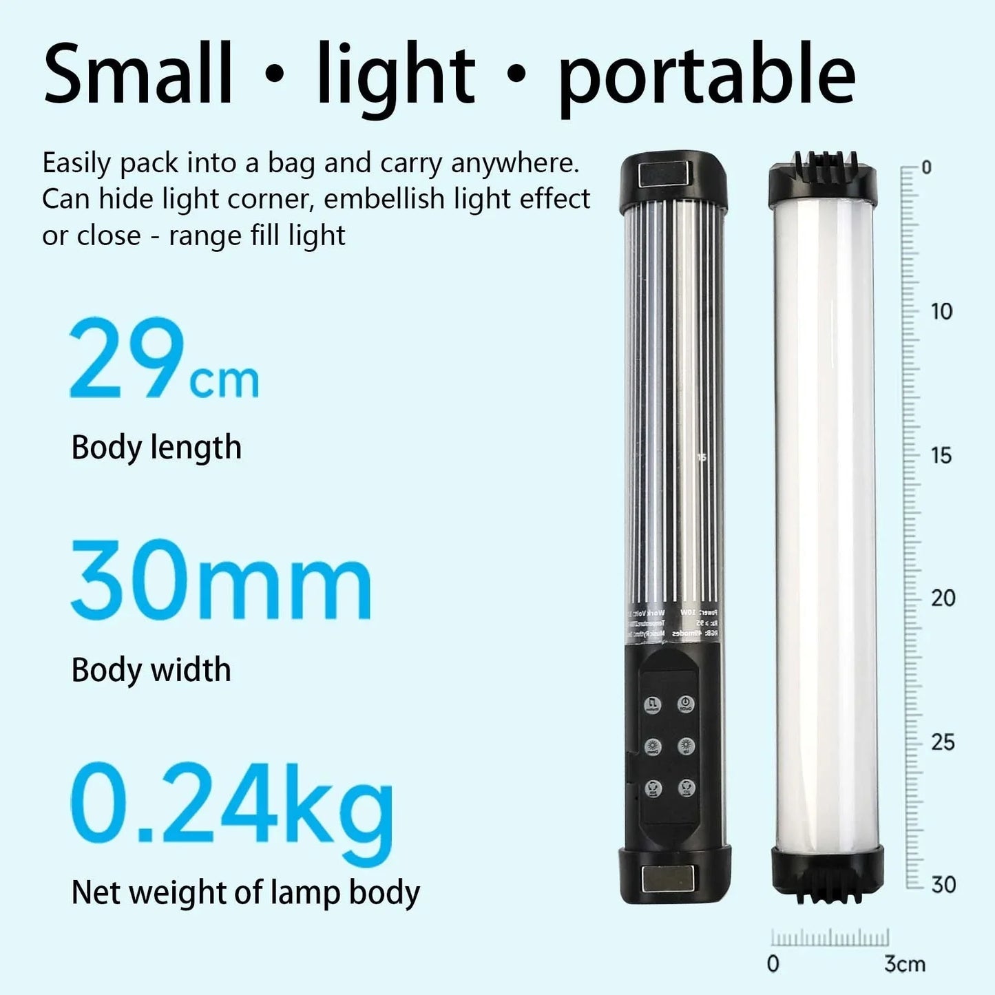RGB Mini Handheld LED Light Stick - Magnetic Photography and Video Vlog Fill Lamp, 2700-7500K Adjustable Photographic Lighting Tube