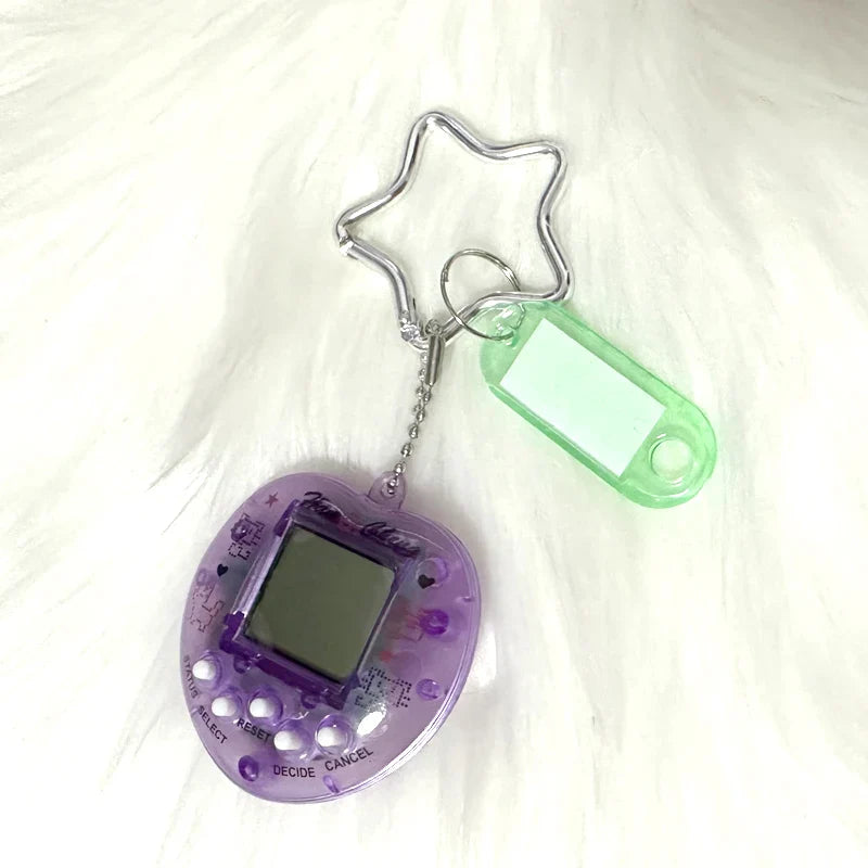 Korean Fashion Rainbow Game Console Keychain — Kawaii Harajuku Y2K Crystal Heart Lock DIY Bag Pendant Charm, Vintage Style