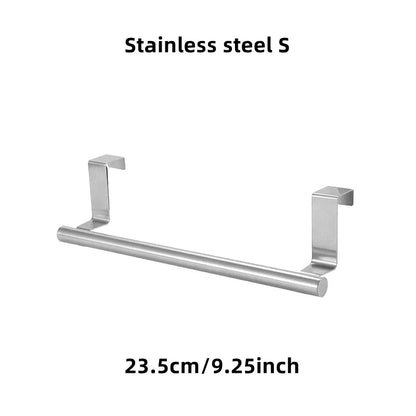 1/2pcs Over-Door Towel Rack – Stainless Steel Hanging Bar for Bathroom & Kitchen Cabinets, White & Black Shelf Hanger