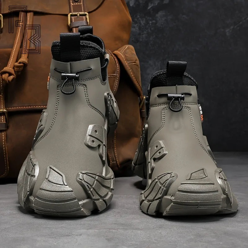 Men's High Top Shoes - Waterproof Anti-Slip Side Zipper Work & Sports Sneakers for Autumn
