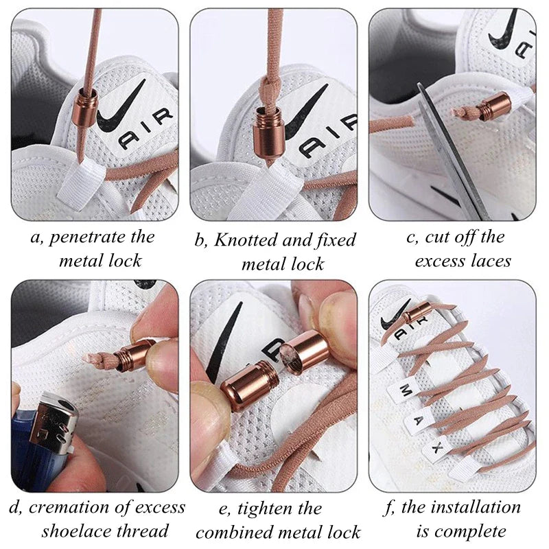 21 Colors No-Tie Elastic Shoelaces with Metal Lock - Round Lazy Laces for Children and Adults Sneakers, Unisex