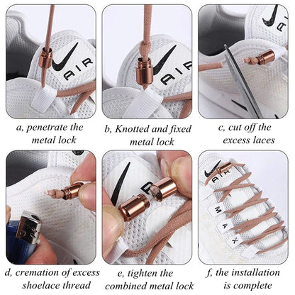21 Colors No-Tie Elastic Shoelaces with Metal Lock - Round Lazy Laces for Children and Adults Sneakers, Unisex