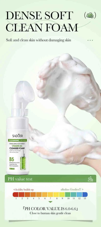 SAODER Q10 & Vitamin C Facial Cleanser — Moisturizing Brightening Face Wash Foam for Gentle Skin Cleansing