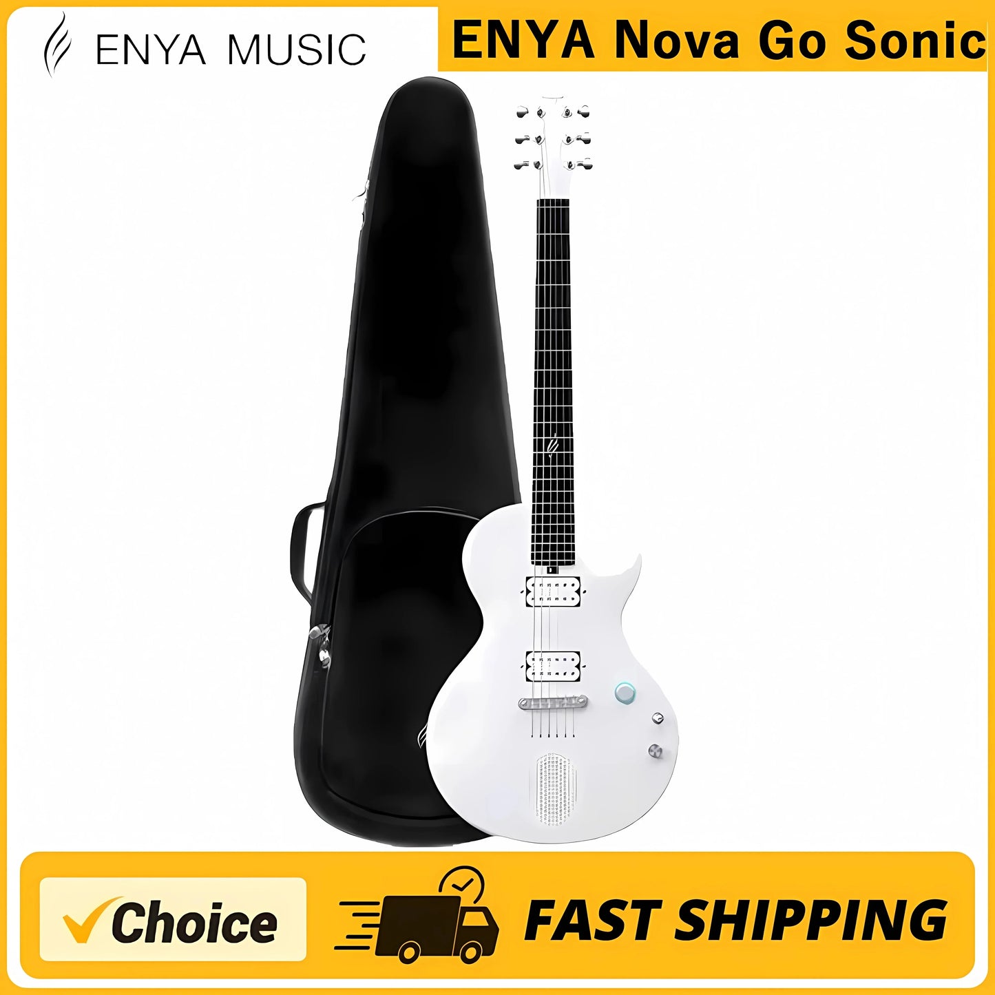 ENYA Nova Go Sonic Carbon Fiber Electric Guitar - Lightweight, Durable, with Bag, Ideal for Beginner Adults