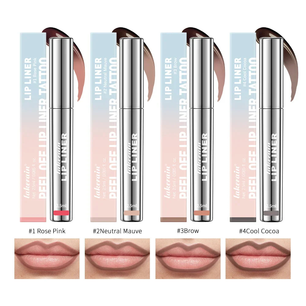 Waterproof Peel-Off Lip Liner & Tattoo Lip Gloss – Long-Lasting Matte Lip Tint & Brown Contour Lip Stain