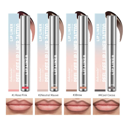 Waterproof Peel-Off Lip Liner & Tattoo Lip Gloss – Long-Lasting Matte Lip Tint & Brown Contour Lip Stain