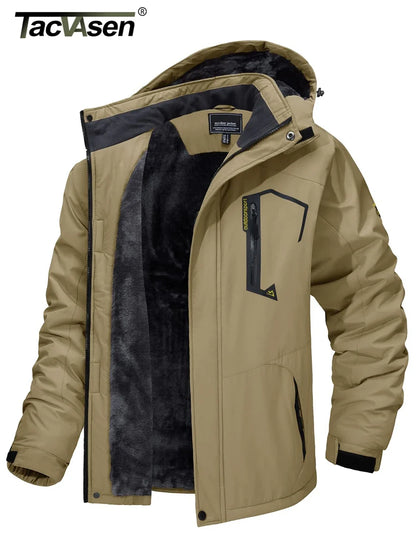 Men’s Fleece Lined Mountain Jacket - Removable Hooded Winter Ski, Snowboard and Hiking Parka Coat