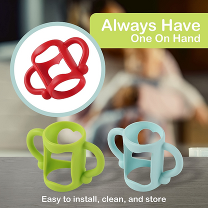 Durable Silicone Baby Bottle Handles – Food-Grade Transitional Sippy Cup Grip for Wide-Neck Bottles