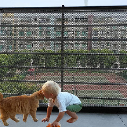 Pet Dog Barrier Fence – Folding Breathable Mesh Playpen with 4 Hooks for Safety, Isolation & Stairs Gate