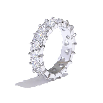 Women’s Stainless Steel Heart CZ Bling Ring – Shiny Cubic Zirconia Fashion Jewelry