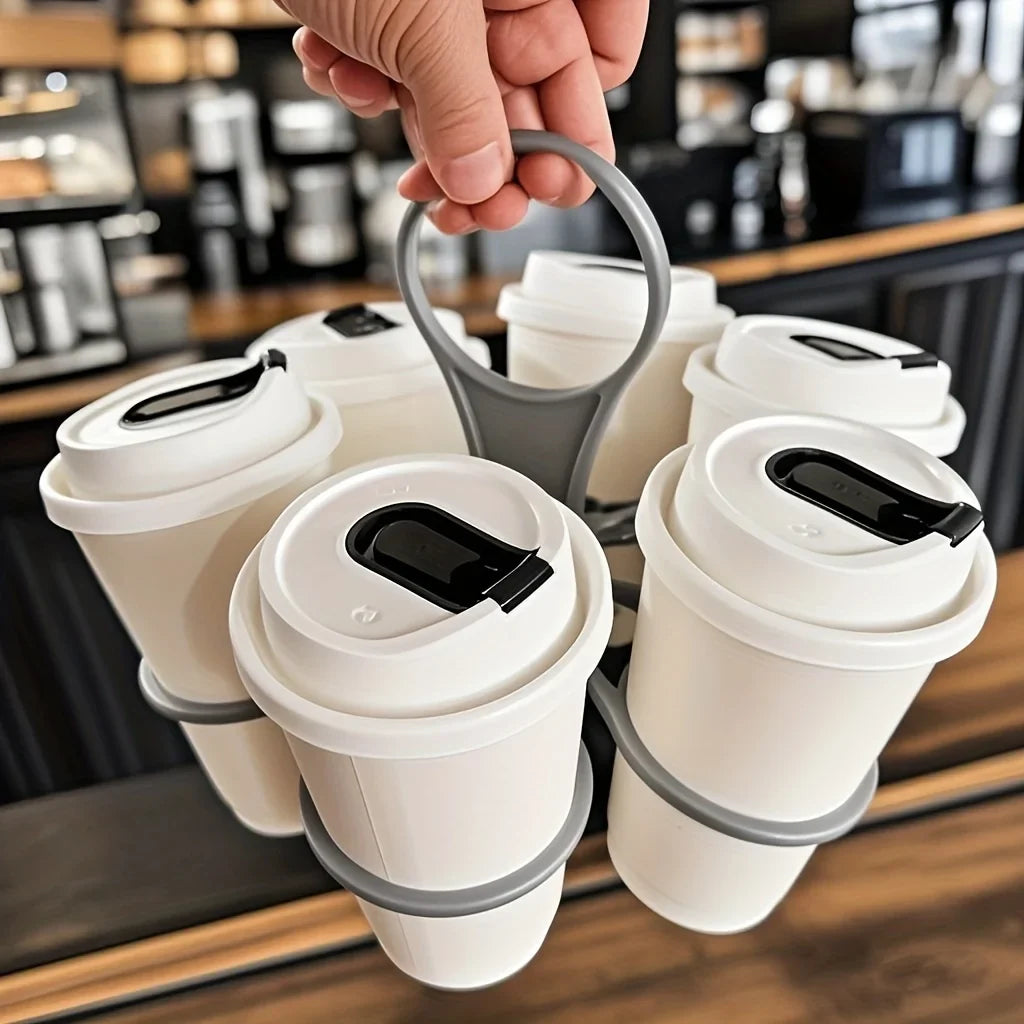 Portable 6-Slot Folding Drink Holder Tray with Handle – Reusable Beverage Carrier for Picnics, Parties & Outdoor Use (1/2 Pack)