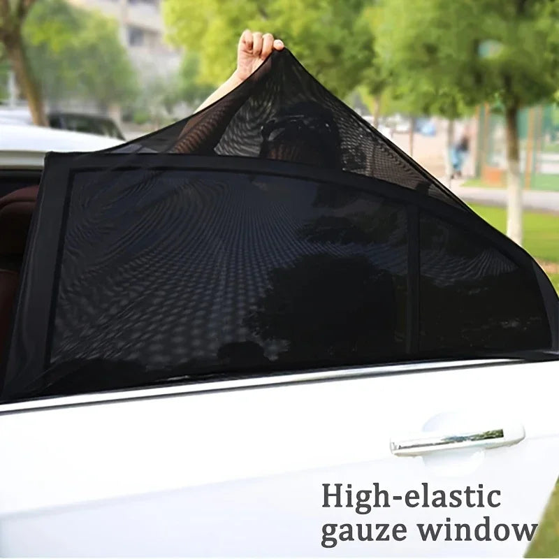 2PCS Car Window Mesh Sunshade Net Set – Mosquito Proof Sun Visor Covers, Universal Automotive Interior Window Protection Accessories