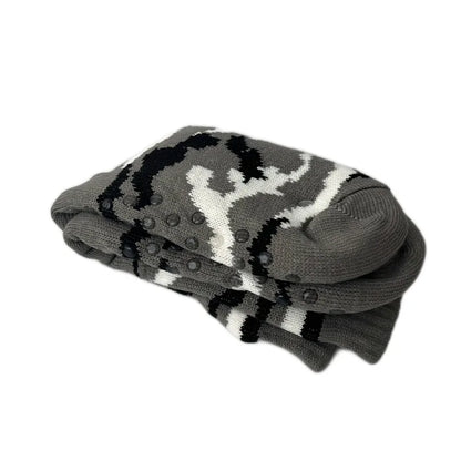 Men’s Winter Thermal Socks – Warm Leopard Print Short Plush Velvet Non-Slip Fuzzy Floor Socks, Camouflage Gift 2023