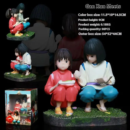 Bandai Hayao Miyazaki Anime Figurines – Chihiro Meets Haku Onigiri Scene 2D Desktop Display