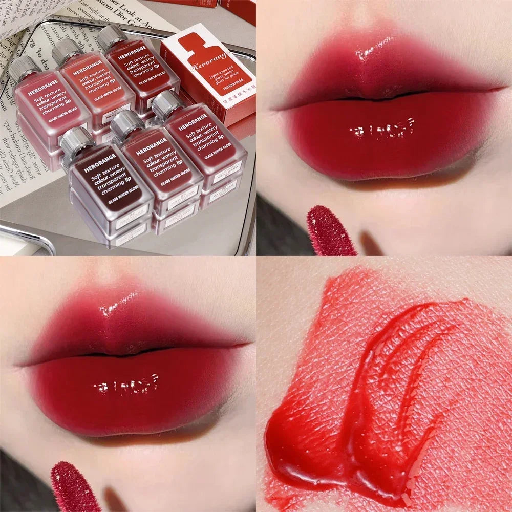 6-Color Water Mirror Gloss Lip Glaze – Long-Lasting, Hydrating, Moisturizing Liquid Lipstick