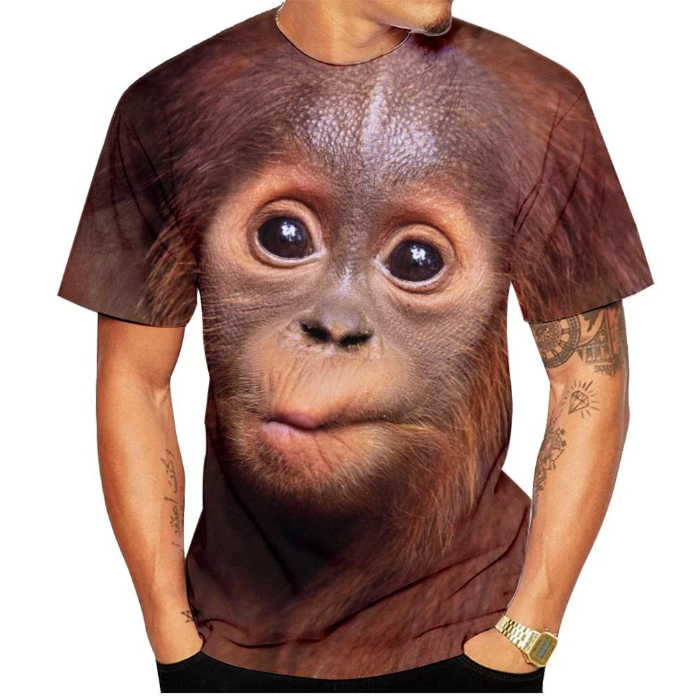 Men’s 3D Gorilla Monkey T-Shirt - Funny Graphic Print Summer Short Sleeve Shirt