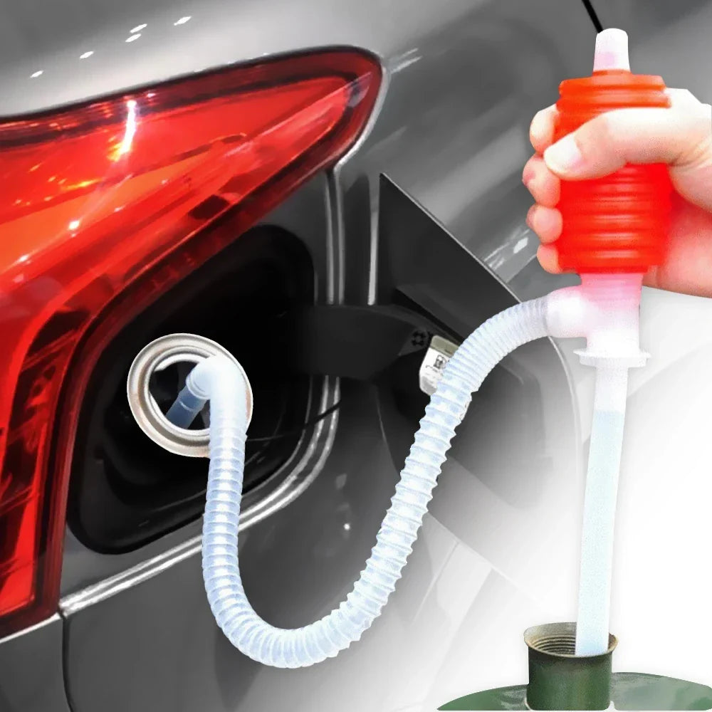 Manual Fuel Pump for Car & Truck - Gasoline, Diesel Transfer Siphon Pump with Funnel & Suction Cup