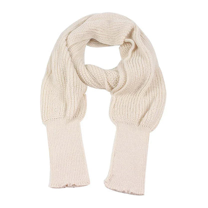 Solid Color Knit Shawl with Long Sleeves - Elegant Soft Warm Top, Elastic Wrap Scarf for Autumn and Winter