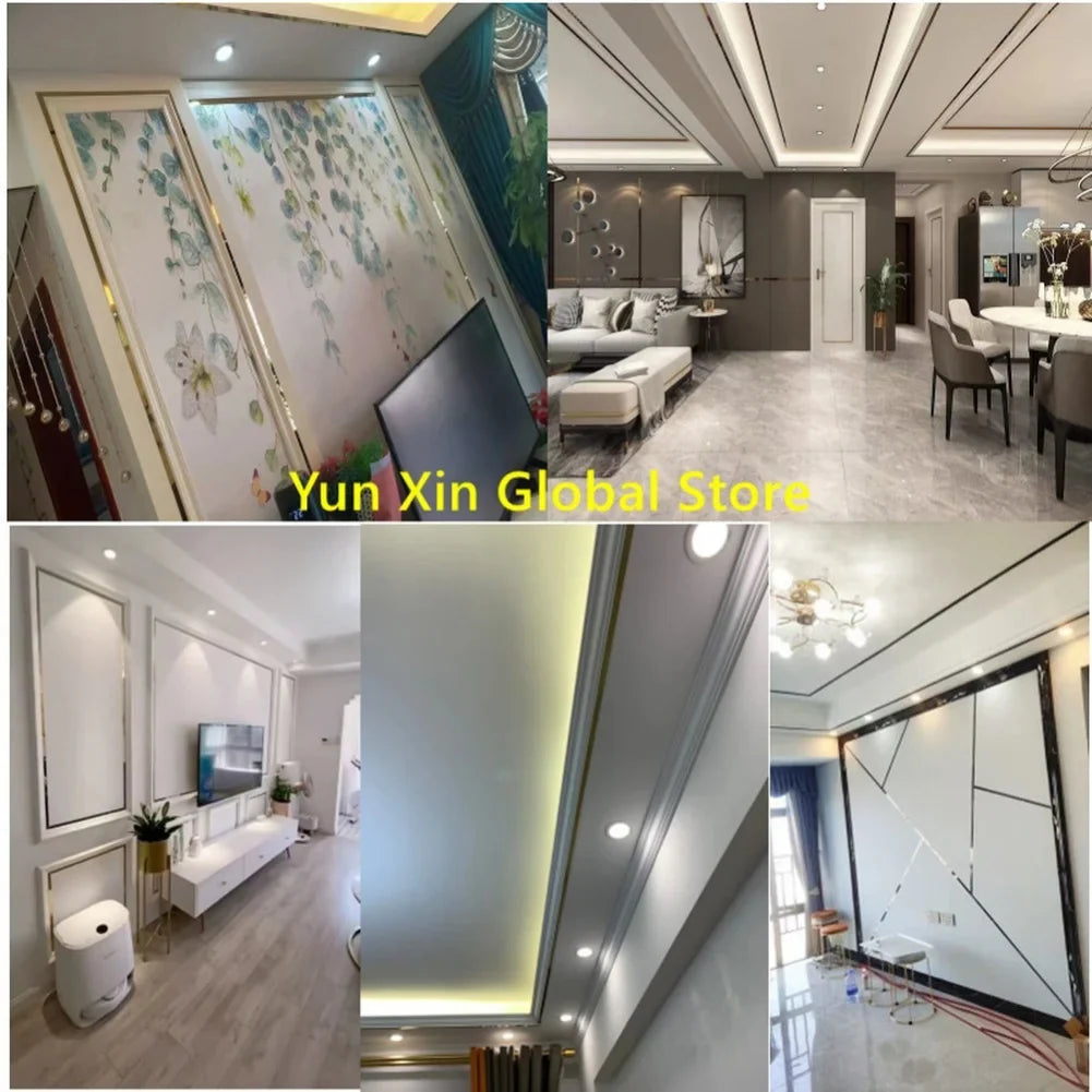 Gold Stainless Steel Wall Sticker – Decorative Flat Titanium Mirror Edge Strip for Living Room & Ceiling Decor