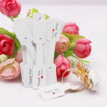 100PCS Multi-Style Ring Price Labels — White & Kraft Jewelry Tag Stickers 6×1.2cm