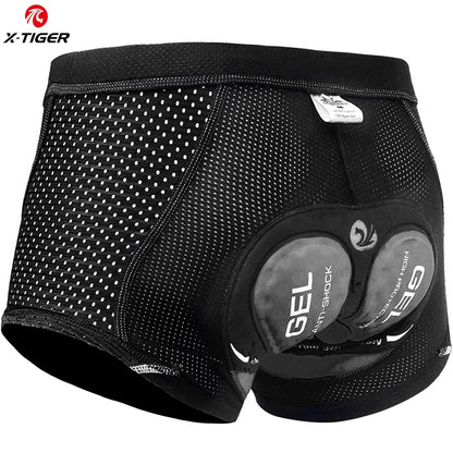 X-TIGER Men's Cycling Underwear with 5D Gel Cushion - MTB Boxer Shorts, Road Cycling Equipment