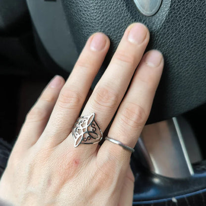 Witch Knot Stainless Steel Ring – Wiccan Celtic Knot Amulet, Good Luck & Protection Jewelry for Men & Women